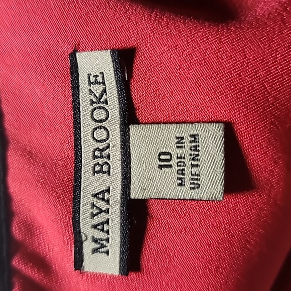 Maya Brook sheath dress, black and salmon pink, block pattern, sz 10 - Picture 8 of 12